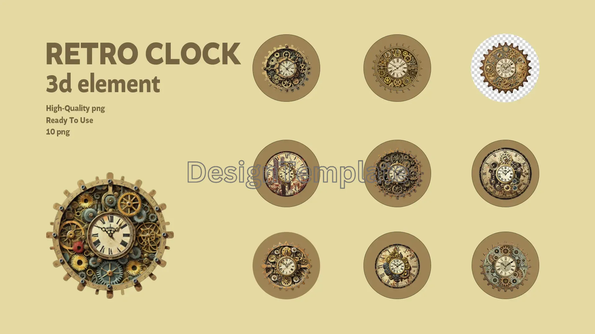 Timeless Timepieces Retro Clock 3D Elements Collection image